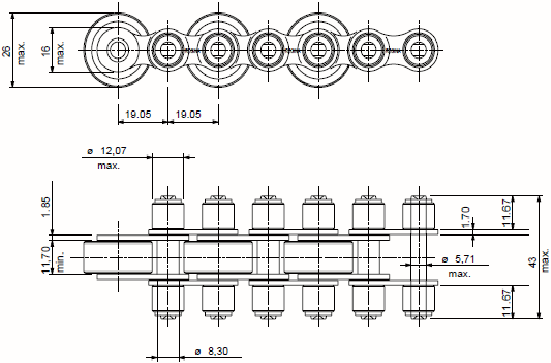 catena a rulli trasporto accumulo fly roller 8